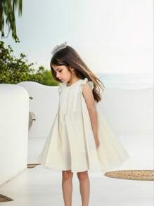 Young Girl Ruffle Trim Smock Dress
