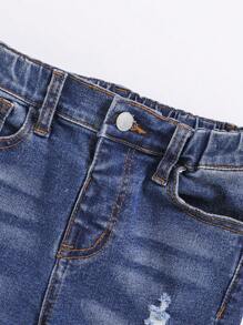 SHEIN Young Boy Ripped Frayed Cat Scratch Jeans