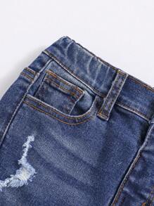 SHEIN Young Boy Ripped Frayed Cat Scratch Jeans