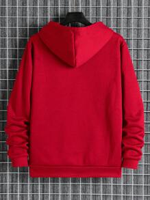 Manfinity Dauomo Men Zip Up Drawstring Thermal Lined Hoodie - Red - View 2