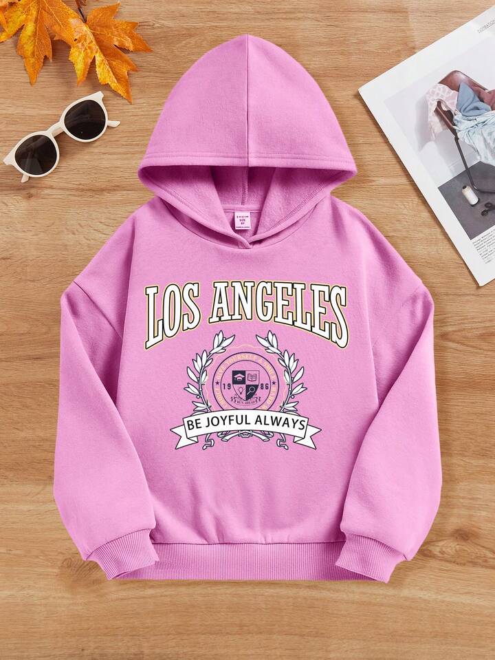 Young Girl Letter Graphic Drop Shoulder Hoodie | SHEIN
