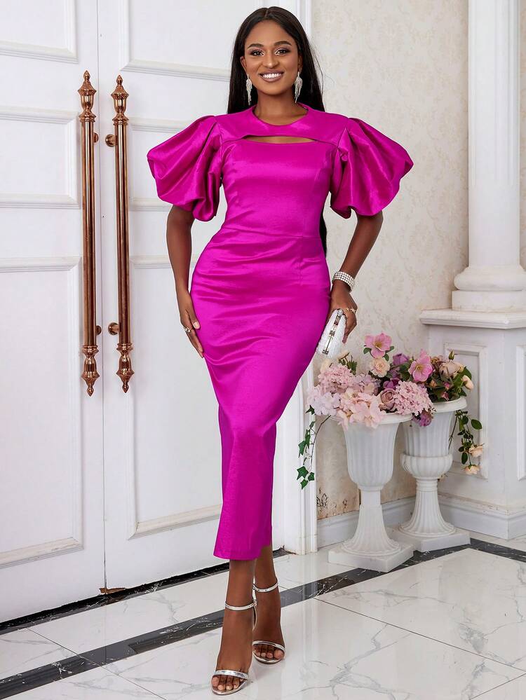 pink cocktail dresses knee length Off Shoulder Rose Prom Dresses, Off The Shoulde Spark – morievent Color:M-Dusk ribbon strap dress Dress Caiman Brown Ultra length A