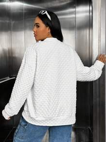 SHEIN X Galloways Plus Letter Patched Drop Shoulder Jacket - White - View 2