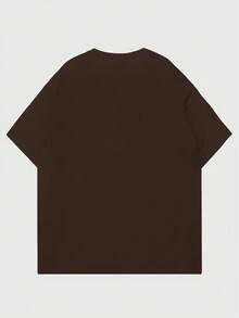 ROMWE MEN Street Life Männer T-Shirt mit Buchstabe & Schädel Grafik - Kaffeebraun - Übersicht 2