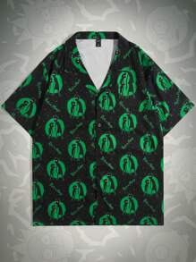 ROMWE MEN Rick and Morty | ROMWE Guys Letter & Cartoon Graphic Shirt - Black - View 1