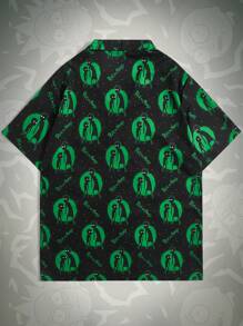 ROMWE MEN Rick and Morty | ROMWE Guys Letter & Cartoon Graphic Shirt - Black - View 2