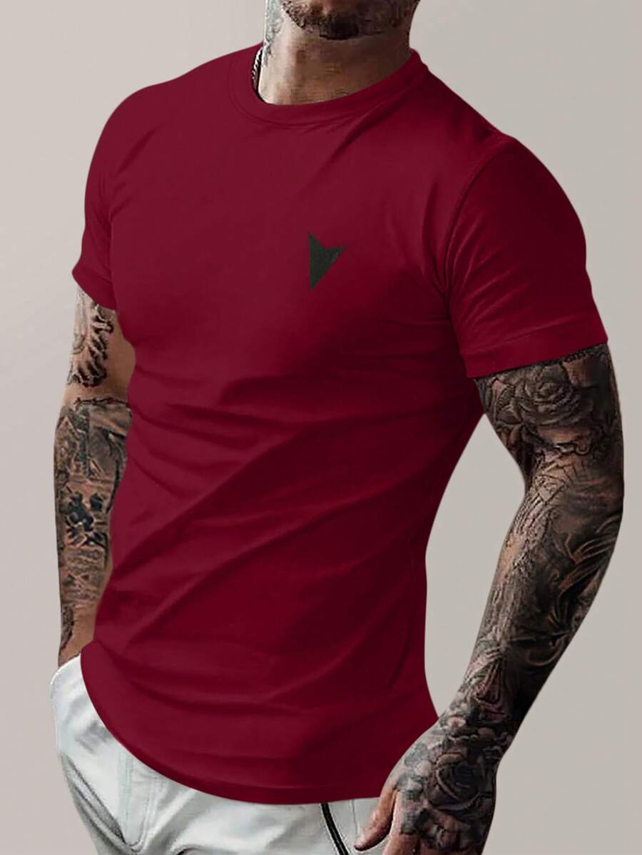 Manfinity Homme Men Geo Print Tee - Burgundy - View 1