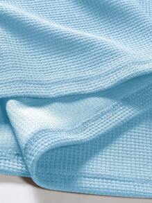 Manfinity Homme 男士拼接邊1/4拉鍊POLO衫 - 淺藍色 - 查看 3