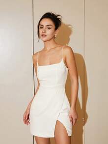 Solid Wrap Hem Cami Dress