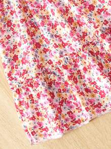 女孩碎花荷葉邊吊帶連衣裙 - 彩色 - 查看 4