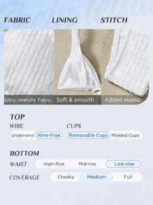 SHEIN Swim Solid Bikini Set For Summer Beach - White - View 4