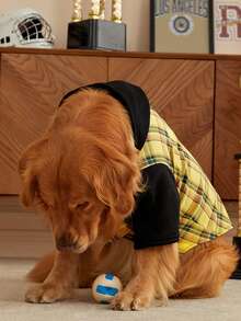 ROMWE de color combinado con capucha Cazadora con con patrón de cuadros , Ropa para mascotas - Multicolor - Ver 7