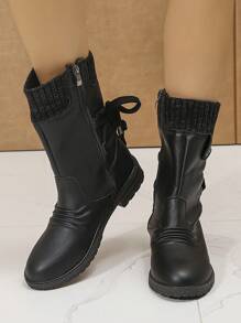 de mujeres de moda Botas calcetín arriba alta exterior casual Botas - Negro - Ver 4