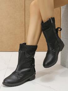 de mujeres de moda Botas calcetín arriba alta exterior casual Botas - Negro - Ver 6