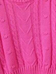 SHEIN Young Girl Cable Knit Jumper - Hot Pink - View 3
