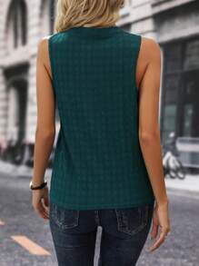 SHEIN LUNE 缺口領背心上衣 - 水鴨藍 - 查看 2