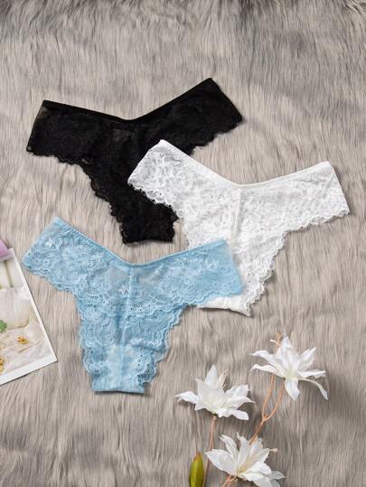 3pack Floral Lace Panty Lingerie