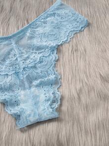 3入組花邊蕾絲內褲情趣內衣 - 彩色 - 查看 4