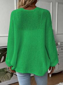 EMERY ROSE Batwing Sleeve Ribbed Knit Duster Cardigan,Long Sleeve Tops Fall Winter Cloth For Women - Green - View 2