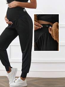 SHEIN Maternity Adjustable Waist Split Hem Pants