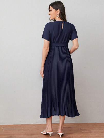 MaterniWear 孕婦裝自腰帶百褶連衣裙