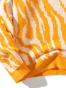 Nam Mô hình sọc ngựa vằn Chi tiết vá Áo len - trái cam - Xem 6