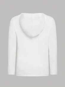 SHEIN 男大童人像圖案連帽運動上衣 - 白色 - 查看 2