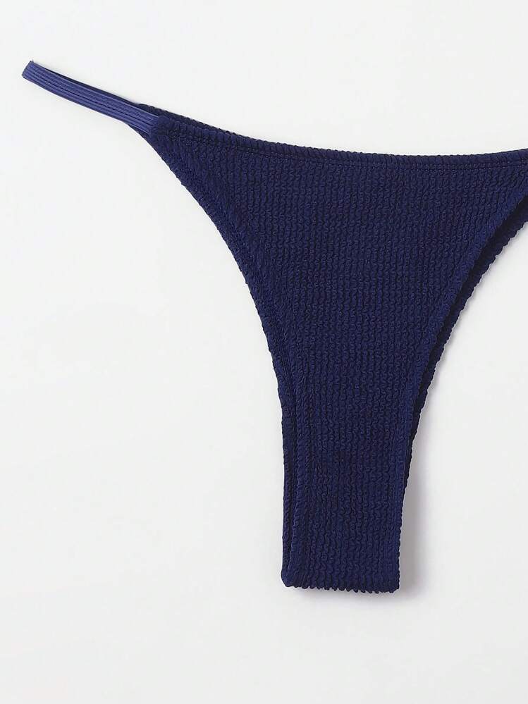 Swim Vcay Summer Beach Solid Triangle Bikini Set - Royal Blue - View 4