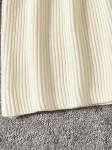 Cô Gái Trẻ Xoắn Dan Ống tay áo Đầm Áo len - Màu be - Xem 5