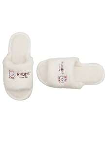 女性毛茸茸拖鞋適用於夏天,2023新款韓語仙女風格多用途平底鞋,可已配對帶半身裙 - 白色 - 查看 5