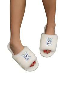 女性長毛絨拖鞋,合適的適用於秋天和冬天,夏天穿戴,2023新款仙女風格韓語版本,完美適用於半身裙 - 白色 - 查看 2