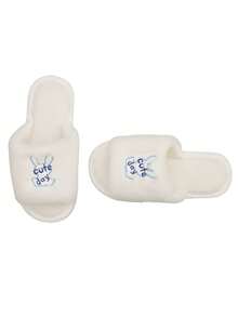 女性長毛絨拖鞋,合適的適用於秋天和冬天,夏天穿戴,2023新款仙女風格韓語版本,完美適用於半身裙 - 白色 - 查看 4