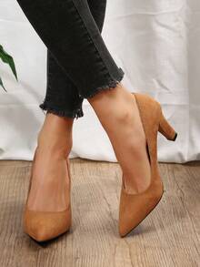 Women's Elegant Low-cut High Heels For Summer - Brown - View 2