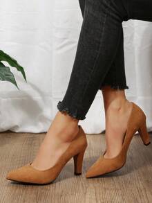 Women's Elegant Low-cut High Heels For Summer - Brown - View 3