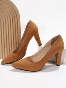 Women's Elegant Low-cut High Heels For Summer - Brown - View 4