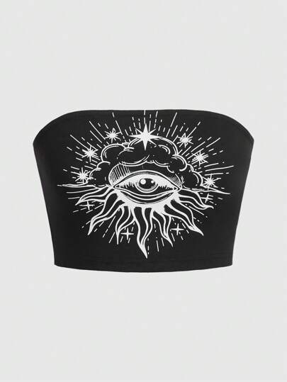 Goth Top bandeau con estampado de ojo