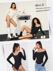 GLOWMODE Featherfit™ Glowgetter露肩連體衣 - 黑色 - 查看 7