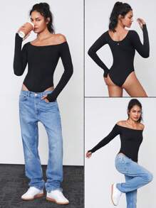 GLOWMODE Featherfit™ Glowgetter露肩連體衣 - 黑色 - 查看 9