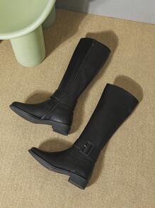 Botas altas para mujeres elegante para actividades al aire libre en moda - Negro - Ver 3