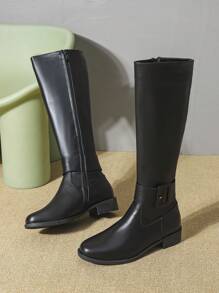 Botas altas para mujeres elegante para actividades al aire libre en moda - Negro - Ver 6