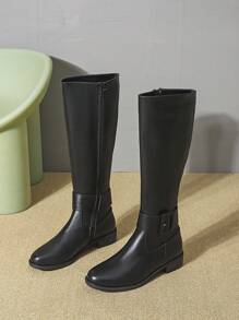 Botas altas para mujeres elegante para actividades al aire libre en moda - Negro - Ver 8