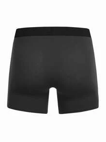 Men 5pcs Letter Graphic Square Leg Trunks - Black - View 2