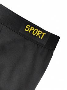 Men 5pcs Letter Graphic Square Leg Trunks - Black - View 4