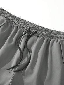 Manfinity Homme Nam Túi nắp bên cạnh Quần Cargo - Màu xám đen - Xem 3