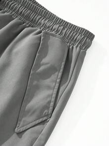 Manfinity Homme Nam Túi nắp bên cạnh Quần Cargo - Màu xám đen - Xem 5