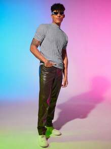 FeverCity Men Solid Ribbed Knit Top - Grey - View 5