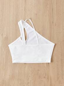 SHEIN 不對稱領運動上衣 - 白色 - 查看 2