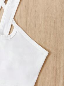 SHEIN 不對稱領運動上衣 - 白色 - 查看 4