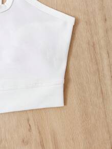 SHEIN 不對稱領運動上衣 - 白色 - 查看 5