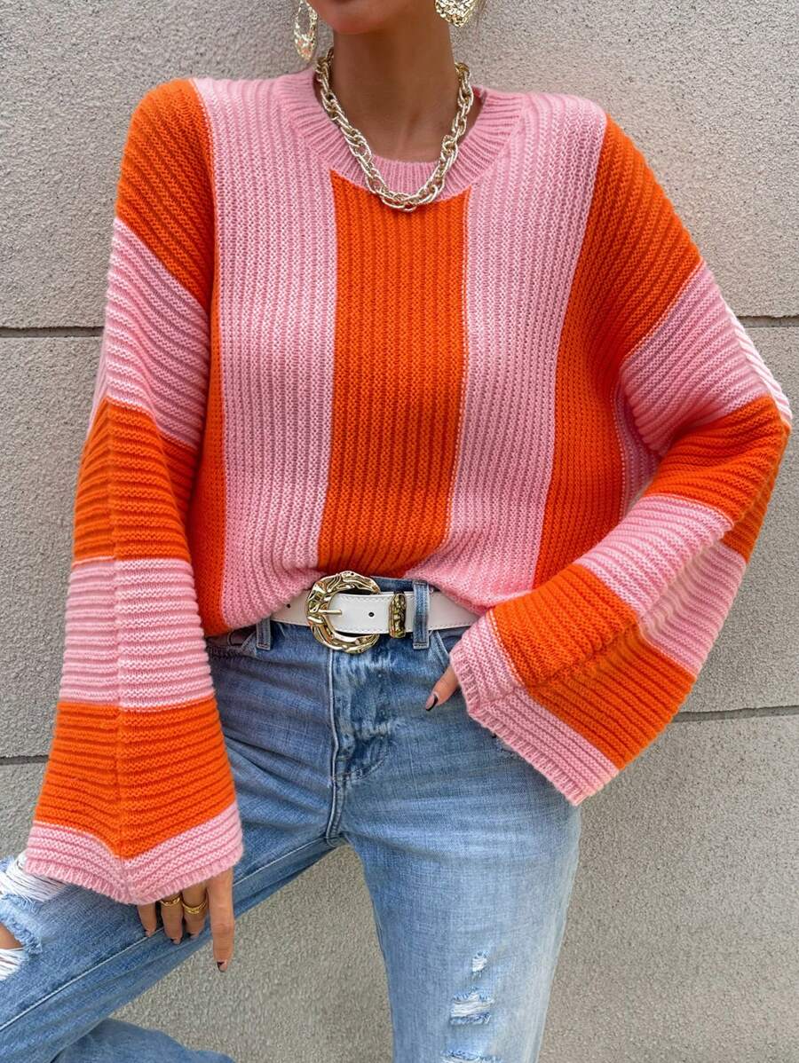 Chiquease Two Tone Batwing Sleeve Jumper - Multicolor - View 1